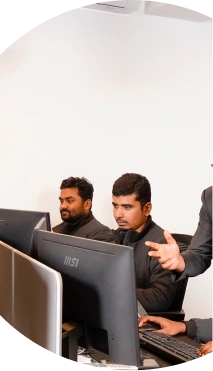 Career page animation showing professional growth and team interaction