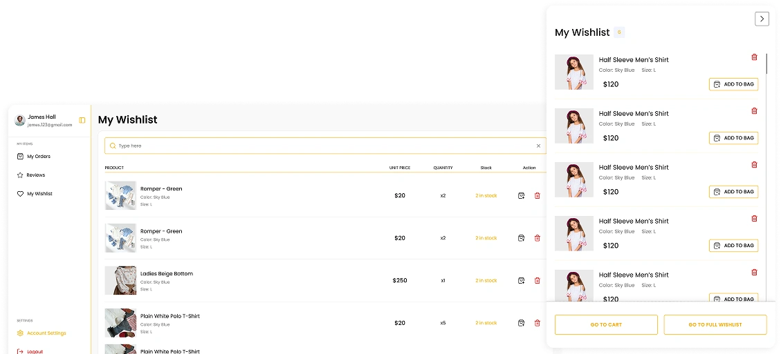 Single Vendor Project Wishlist