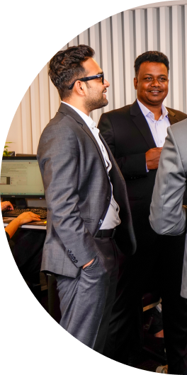 Team collaborating on a project – left side